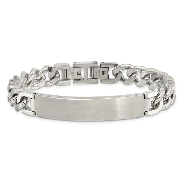 TreasureFineJewelers Chisel Stainless Steel Brushed and Polished Curb Chain 85 inch ID Bracelet with 5 inch Extension Bracelets