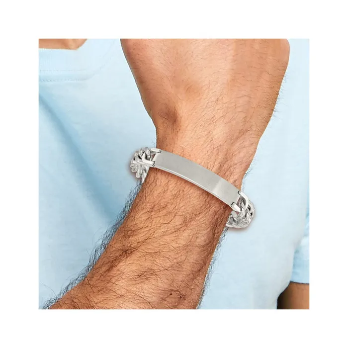 TreasureFineJewelers Chisel Stainless Steel Brushed and Polished Curb Chain 85 inch ID Bracelet with 5 inch Extension Bracelets