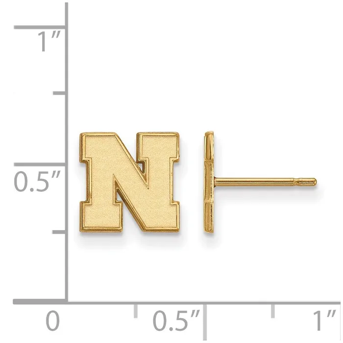 TreasureFineJewelers Earrings 14k Gold University of Nebraska Letter N Extra Small Post Earrings
