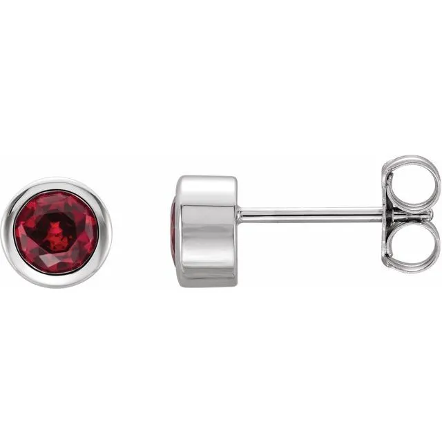 TreasureFineJewelers Earrings 14K White 4 mm Round LabCreated Ruby Birthstone Earrings TreasureFineJewelers Earrings 14K White 4 mm Round LabCreated Ruby Birthstone Earrings
