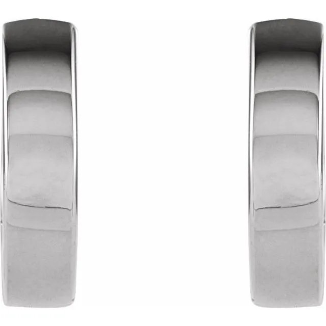 TreasureFineJewelers Earrings 14K White Gold 102x27 mm Hinged Huggie Earrings