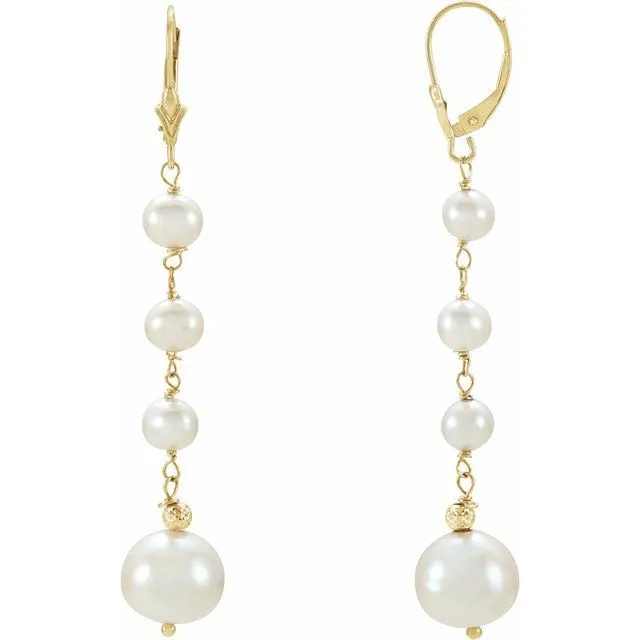 TreasureFineJewelers Earrings 14K Yellow Gold Freshwater Cultured Earrings TreasureFineJewelers Earrings 14K Yellow Gold Freshwater Cultured Earrings