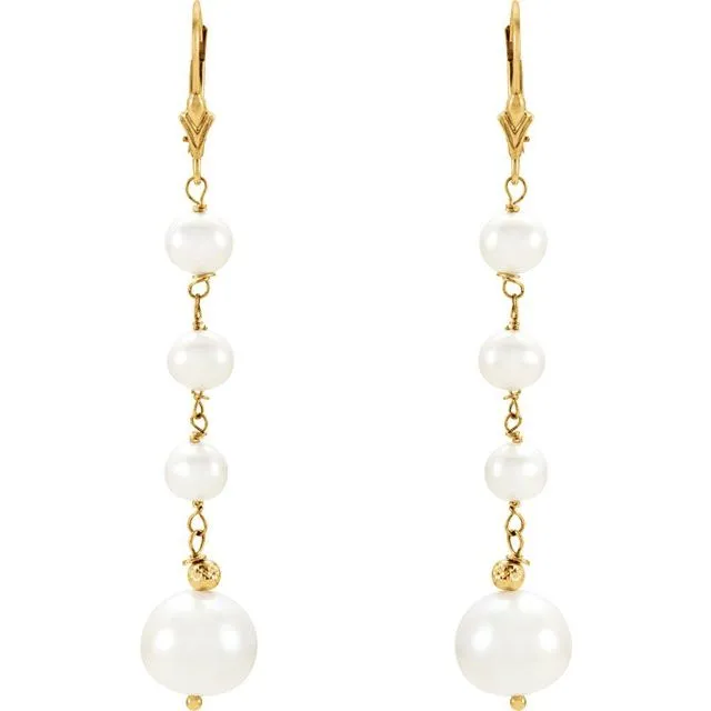 TreasureFineJewelers Earrings 14K Yellow Gold Freshwater Cultured Earrings