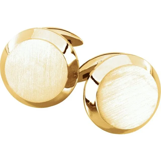 TreasureFineJewelers Earrings 18K Yellow Mens Cuff Links