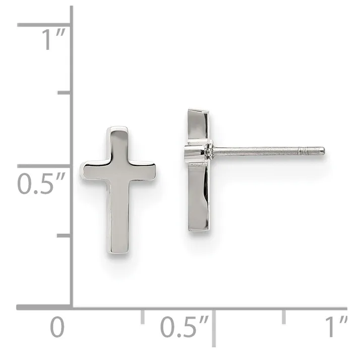 TreasureFineJewelers Earrings Stainless Steel Polished Cross Post Earrings