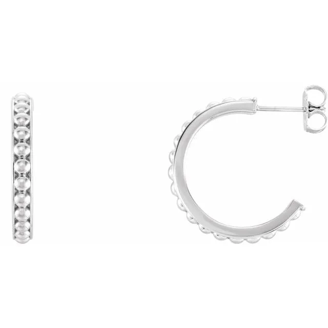 TreasureFineJewelers Earrings Sterling Silver 20 mm Beaded Hoop Earrings TreasureFineJewelers Earrings Sterling Silver 20 mm Beaded Hoop Earrings