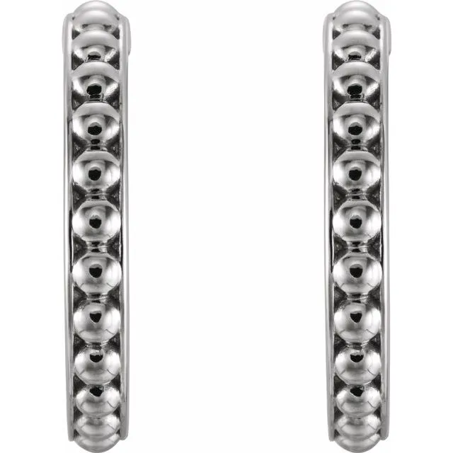 TreasureFineJewelers Earrings Sterling Silver 20 mm Beaded Hoop Earrings