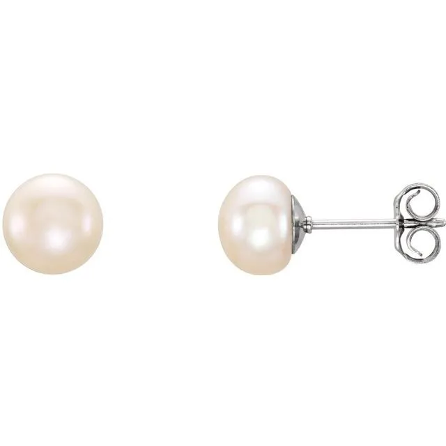 TreasureFineJewelers Earrings Sterling Silver 67 mm White Freshwater Cultured Pearl Earrings TreasureFineJewelers Earrings Sterling Silver 67 mm White Freshwater Cultured Pearl Earrings