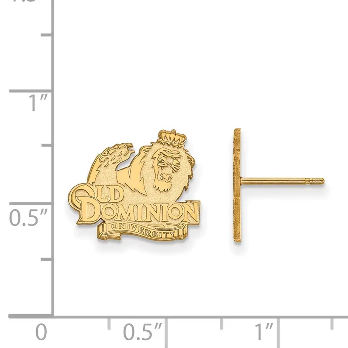 TreasureFineJewelers Earrings Sterling Silver Goldplated Old Dominion University Small Post Earrings