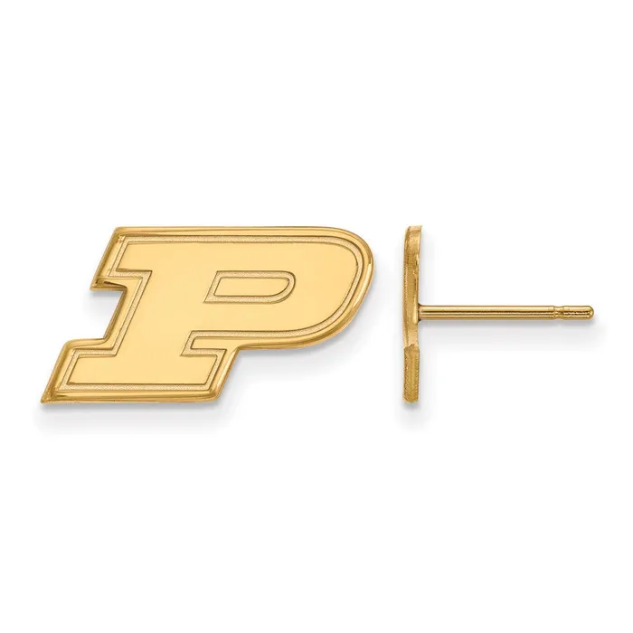 TreasureFineJewelers Earrings Sterling Silver Goldplated Purdue University Letter P Extra Small Post Earrings TreasureFineJewelers Earrings Sterling Silver Goldplated Purdue University Letter P Extra Small Post Earrings