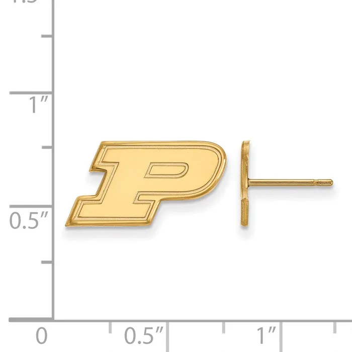 TreasureFineJewelers Earrings Sterling Silver Goldplated Purdue University Letter P Extra Small Post Earrings