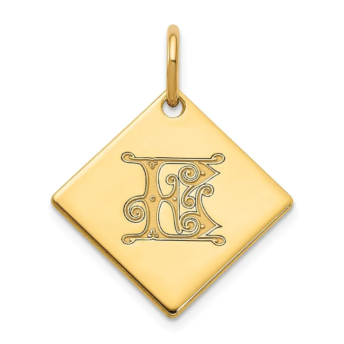 TreasureFineJewelers Earrings Sterling Silver Polished Gold Plated Gold Letter E Initial Charm TreasureFineJewelers Earrings Sterling Silver Polished Gold Plated Gold Letter E Initial Charm