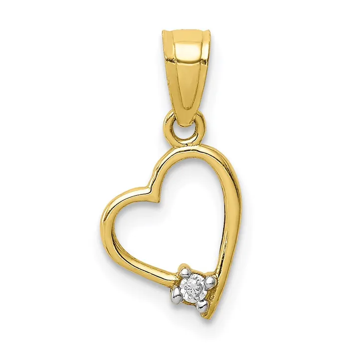 TreasureFineJewelers Necklaces 10K CZ Heart Pendant