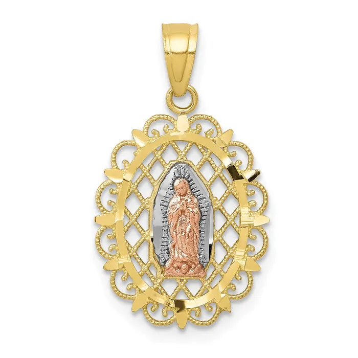 TreasureFineJewelers Necklaces 10k Twotone Our Lady of Guadalupe Pendant TreasureFineJewelers Necklaces 10k Twotone Our Lady of Guadalupe Pendant