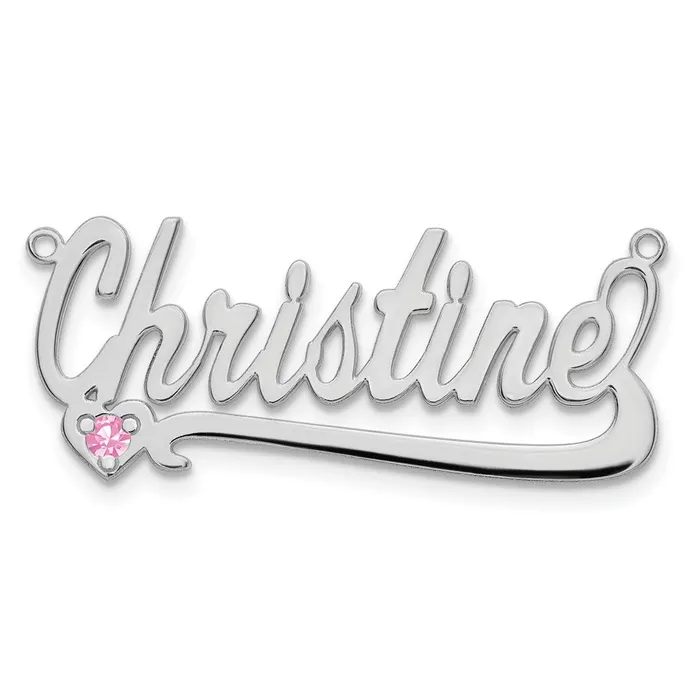 TreasureFineJewelers Necklaces 10KW Polished Birthstone with Heart Name Plate