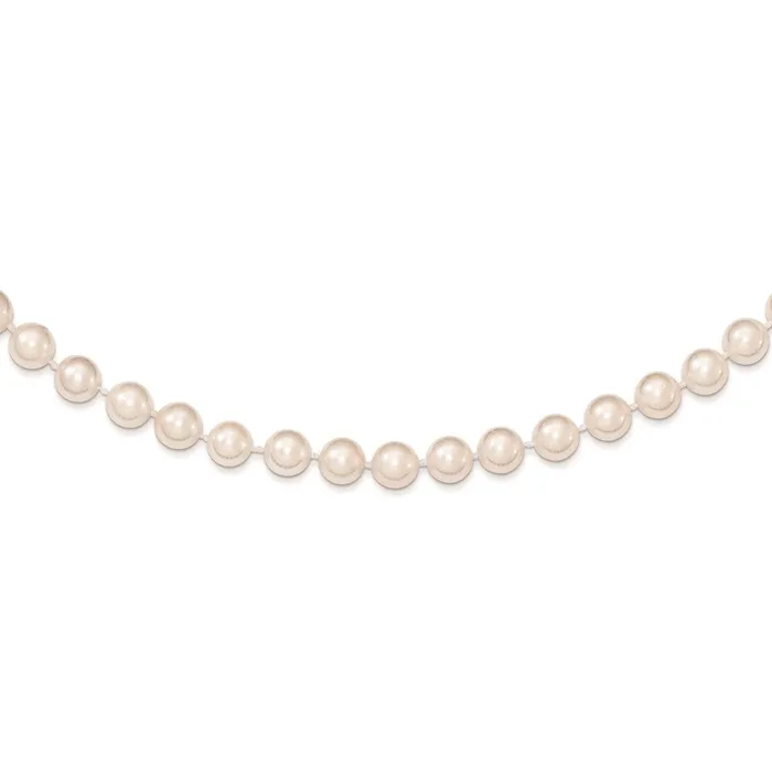 TreasureFineJewelers Necklaces 14k 67mm Round White Gold Saltwater Akoya Cultured Pearl Necklace
