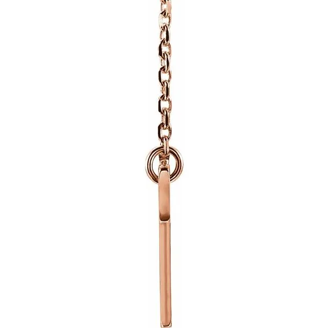 TreasureFineJewelers Necklaces 14K Rose Gold Sideways Cross 1618 Necklace