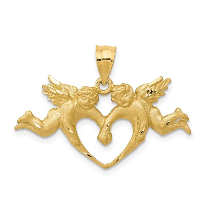 TreasureFineJewelers Necklaces 14k Satin Angels Heart Pendant
