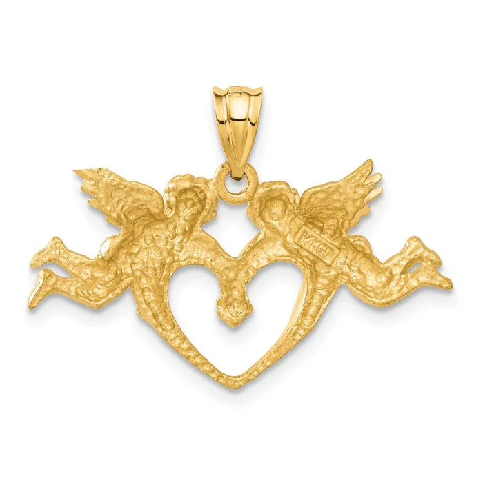 TreasureFineJewelers Necklaces 14k Satin Angels Heart Pendant
