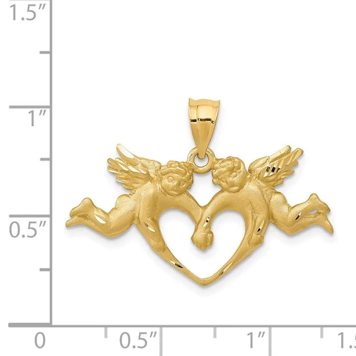 TreasureFineJewelers Necklaces 14k Satin Angels Heart Pendant