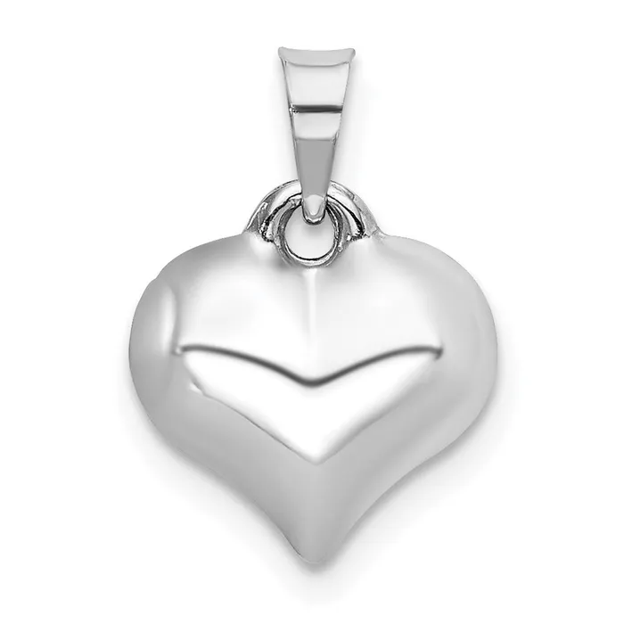 TreasureFineJewelers Necklaces 14K White 3D Puffed Heart Pendant