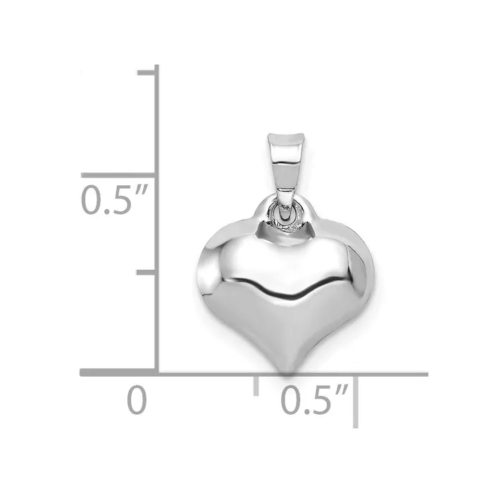 TreasureFineJewelers Necklaces 14K White 3D Puffed Heart Pendant