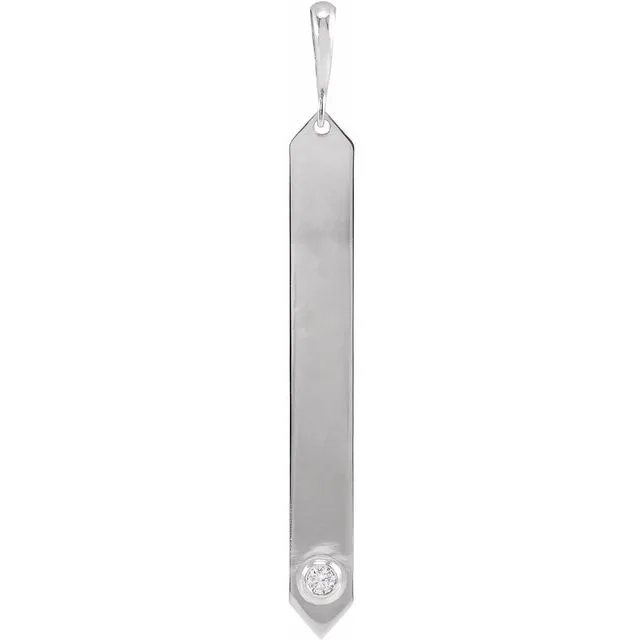 TreasureFineJewelers Necklaces 14K White Gold 03 CTW Natural Diamond Engravable Bar Pendant TreasureFineJewelers Necklaces 14K White Gold 03 CTW Natural Diamond Engravable Bar Pendant