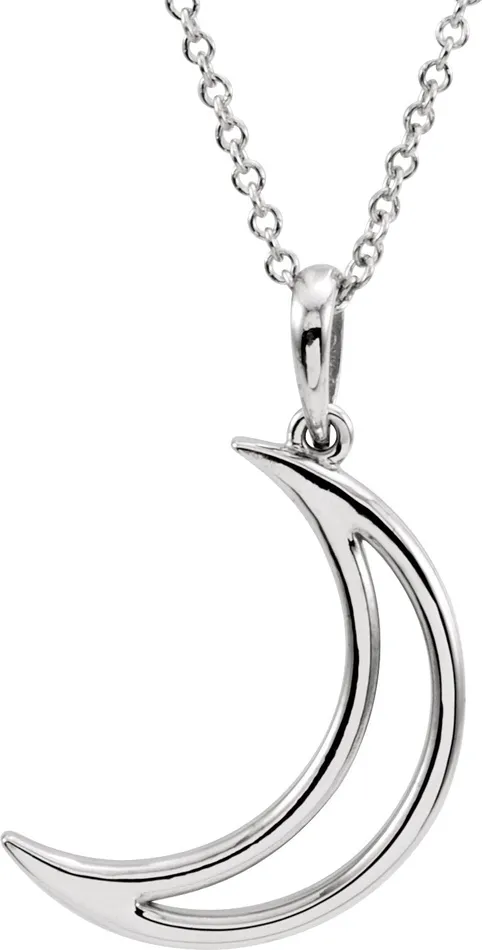 TreasureFineJewelers Necklaces 14K White Gold 257x47 mm Crescent Moon 16 Necklace TreasureFineJewelers Necklaces 14K White Gold 257x47 mm Crescent Moon 16 Necklace