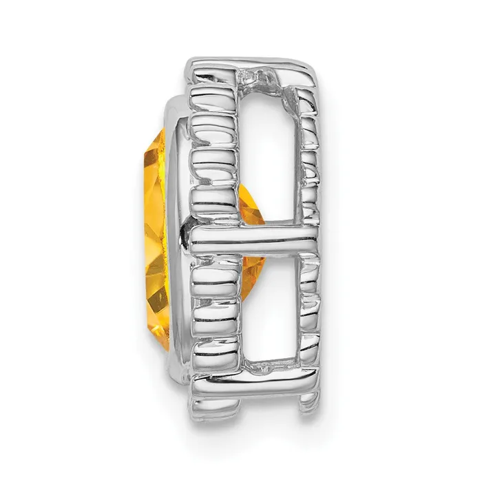 TreasureFineJewelers Necklaces 14k White Gold Oval Citrine Chain Slide