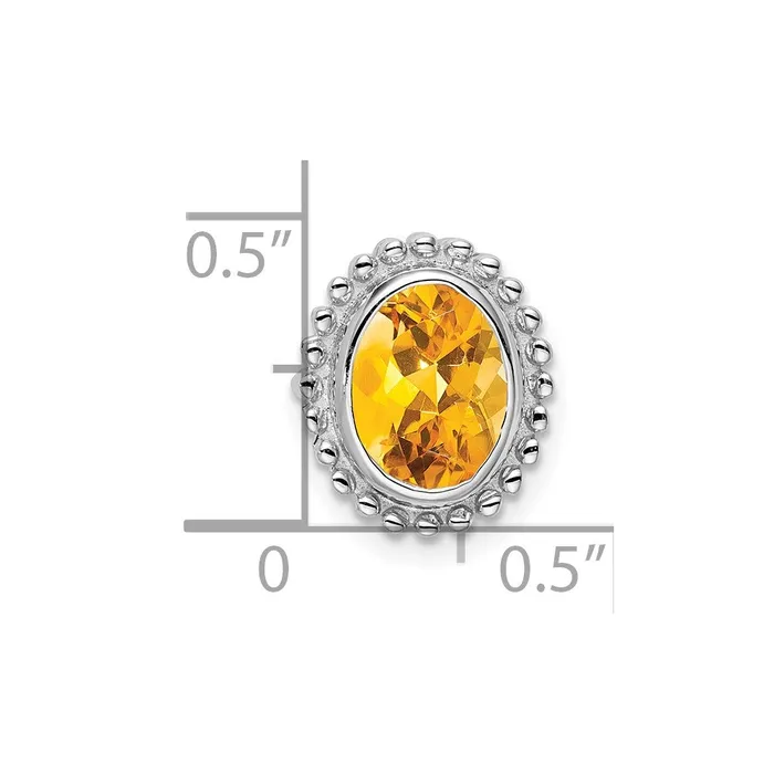 TreasureFineJewelers Necklaces 14k White Gold Oval Citrine Chain Slide