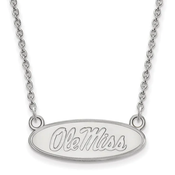 TreasureFineJewelers Necklaces 14K White Gold University of Mississippi Small Pendant with Necklace TreasureFineJewelers Necklaces 14K White Gold University of Mississippi Small Pendant with Necklace