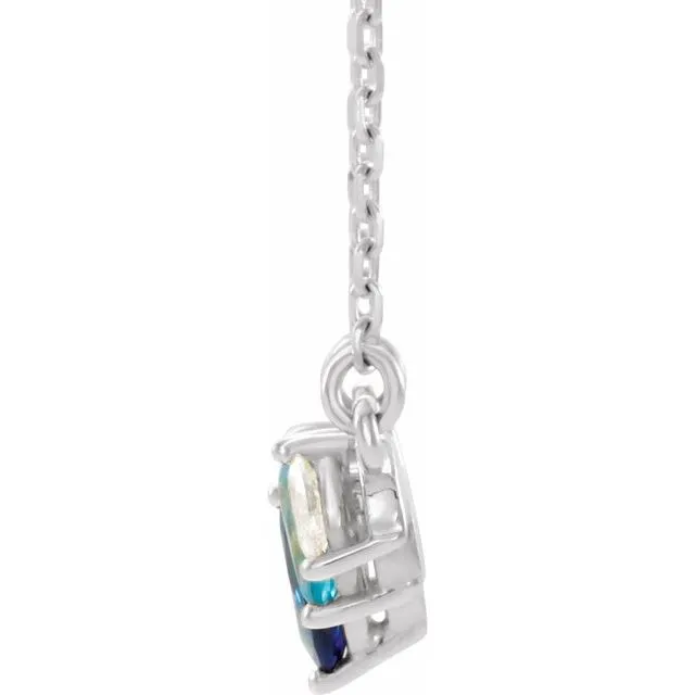TreasureFineJewelers Necklaces 14K White MultiGemstone 07 CTW Diamond Curved Bar 18 Necklace