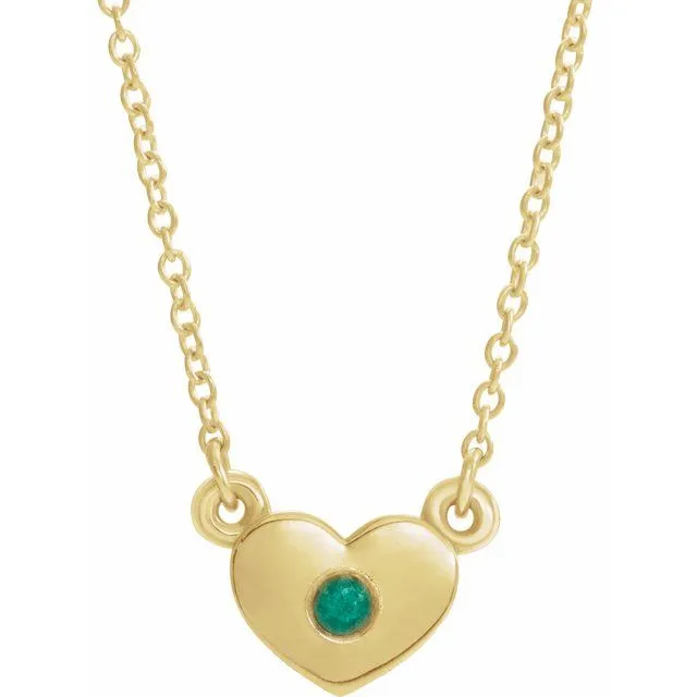 TreasureFineJewelers Necklaces 14K Yellow Emerald Heart 16 Necklace