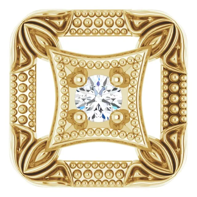 TreasureFineJewelers Necklaces 14K Yellow Gold 04 CT Natural Diamond VintageInspired Pendant