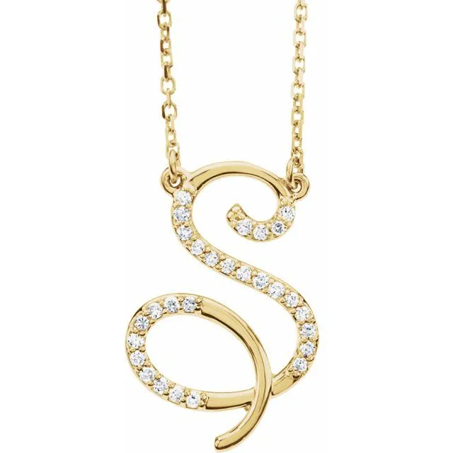 TreasureFineJewelers Necklaces 14K Yellow Gold 18 CTW Natural Diamond Initial S 16 Necklace TreasureFineJewelers Necklaces 14K Yellow Gold 18 CTW Natural Diamond Initial S 16 Necklace
