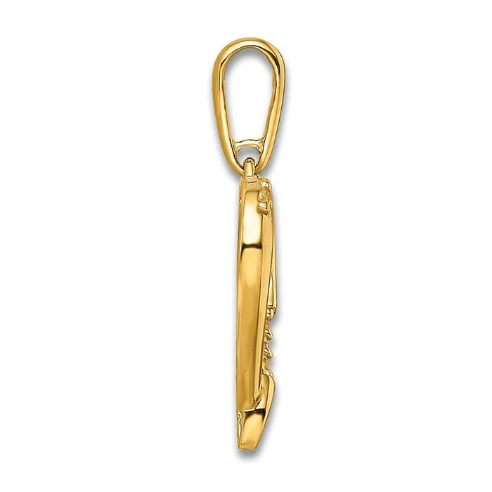 TreasureFineJewelers Necklaces 14k Yellow Gold CZ Heart with Cross Pendant