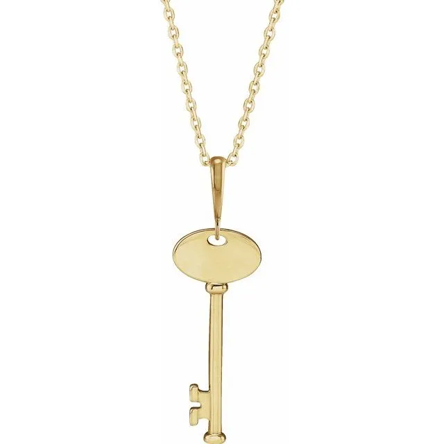 TreasureFineJewelers Necklaces 14K Yellow Gold Engravable Key 1618 Necklace TreasureFineJewelers Necklaces 14K Yellow Gold Engravable Key 1618 Necklace