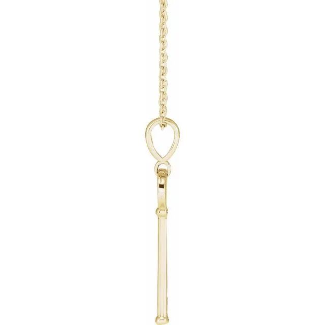 TreasureFineJewelers Necklaces 14K Yellow Gold Engravable Key 1618 Necklace