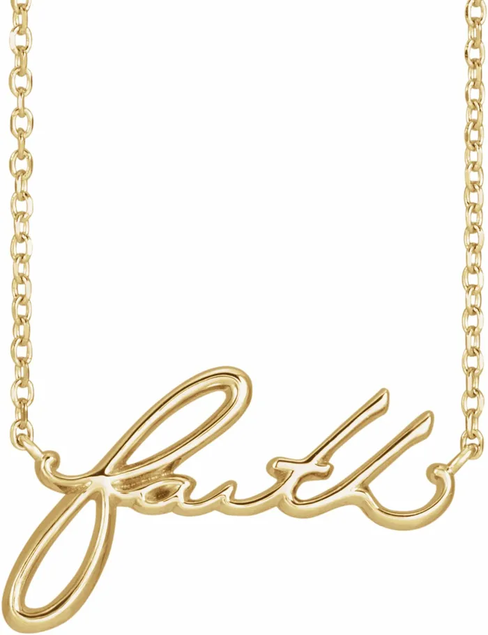 TreasureFineJewelers Necklaces 14K Yellow Gold Faith 18 Necklace