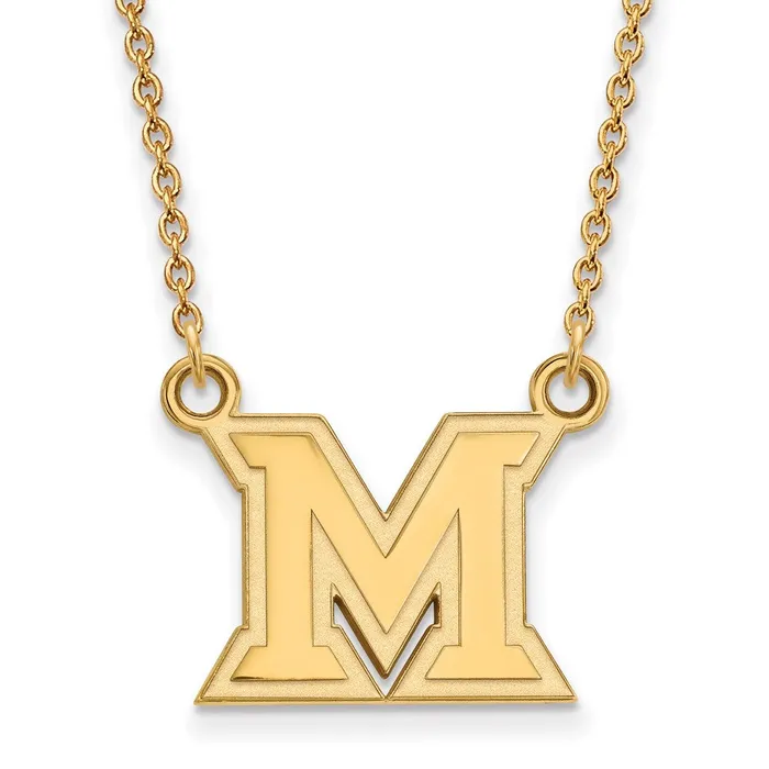 TreasureFineJewelers Necklaces 14K Yellow Gold Miami University Small Pendant with Necklace
