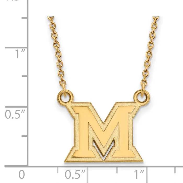 TreasureFineJewelers Necklaces 14K Yellow Gold Miami University Small Pendant with Necklace
