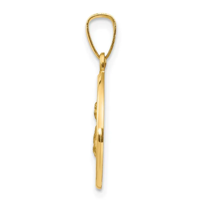 TreasureFineJewelers Necklaces 14k Yellow Gold Polished and Satin St Lucy Medal Hollow Pendant