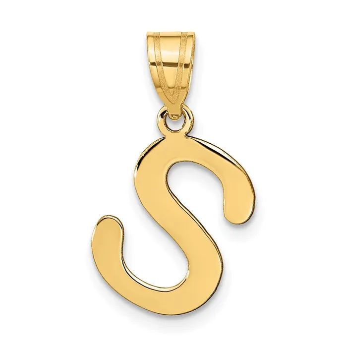 TreasureFineJewelers Necklaces 14k Yellow Gold Polished Bubble Letter S Initial Pendant TreasureFineJewelers Necklaces 14k Yellow Gold Polished Bubble Letter S Initial Pendant