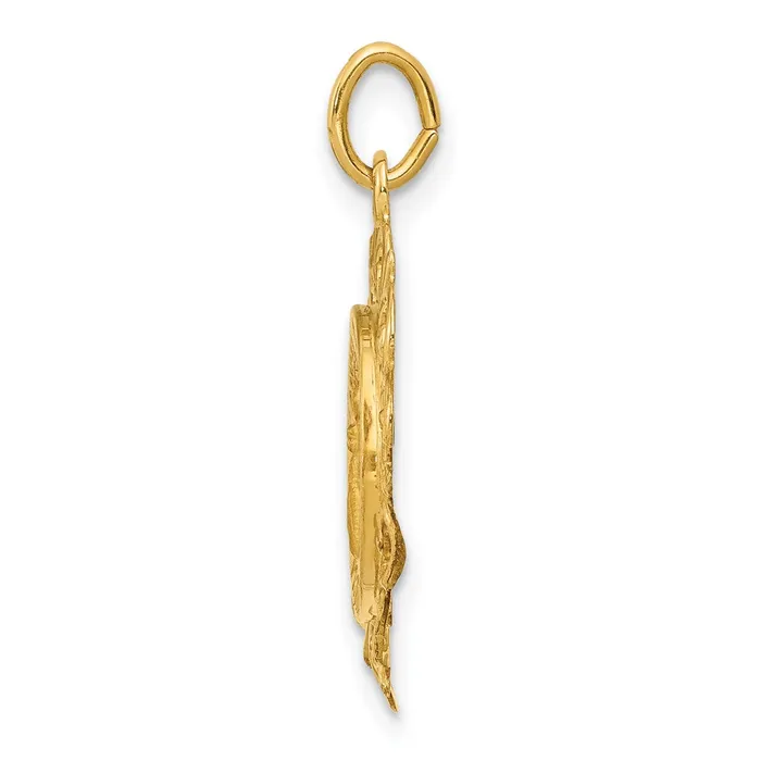 TreasureFineJewelers Necklaces 14k Yellow Gold PolishedSatin Spanish Guardian Angel Medal Hollow Pendant