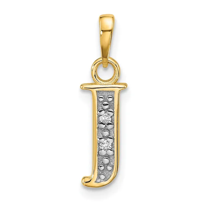 TreasureFineJewelers Necklaces 14k Yellow Gold Rhodium with Rhodium Diamond Letter J Initial Pendant TreasureFineJewelers Necklaces 14k Yellow Gold Rhodium with Rhodium Diamond Letter J Initial Pendant