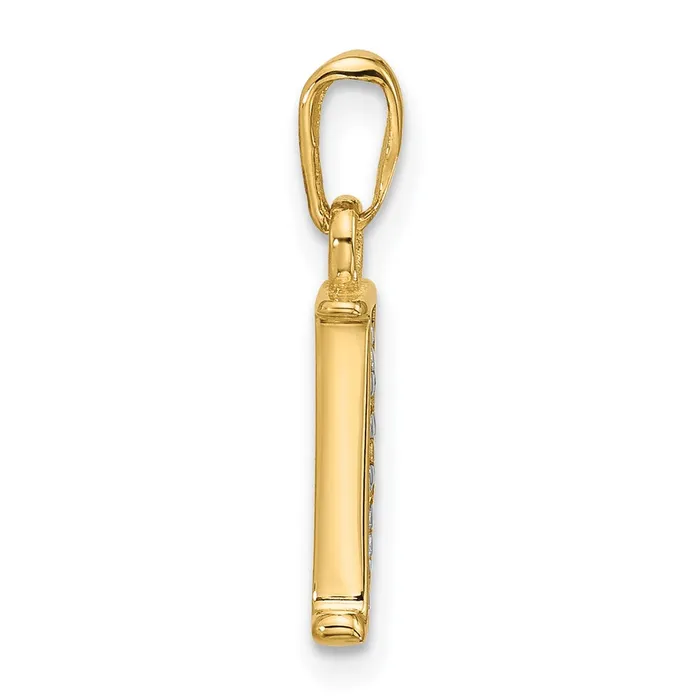 TreasureFineJewelers Necklaces 14k Yellow Gold Rhodium with Rhodium Diamond Letter J Initial Pendant
