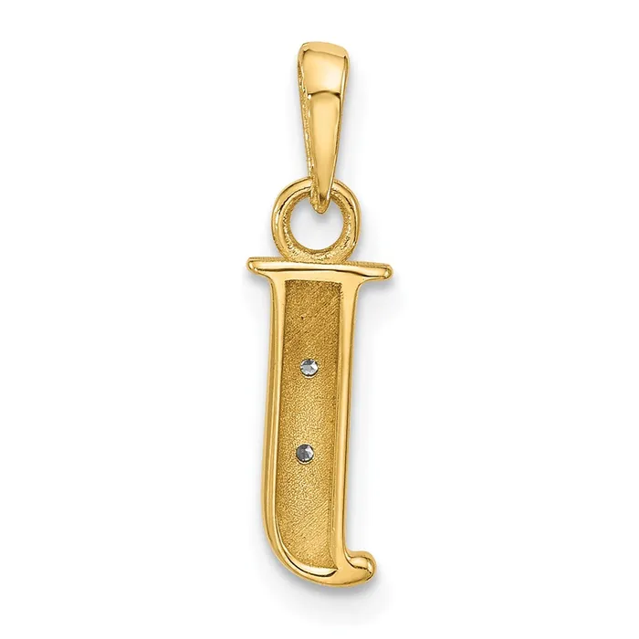 TreasureFineJewelers Necklaces 14k Yellow Gold Rhodium with Rhodium Diamond Letter J Initial Pendant