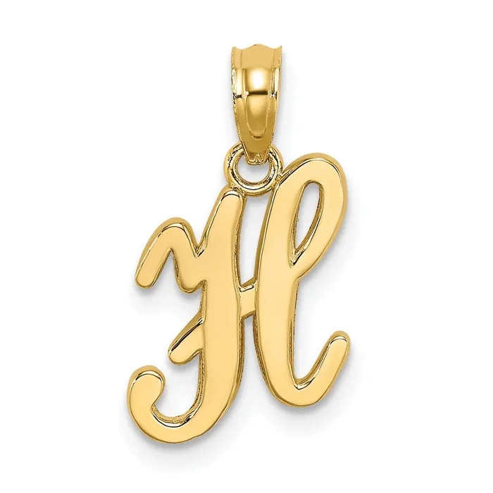 TreasureFineJewelers Necklaces 14k Yellow Gold Script Letter H Initial Pendant TreasureFineJewelers Necklaces 14k Yellow Gold Script Letter H Initial Pendant