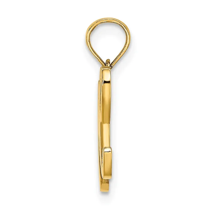 TreasureFineJewelers Necklaces 14k Yellow Gold Script Letter H Initial Pendant