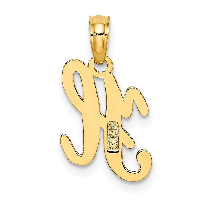 TreasureFineJewelers Necklaces 14k Yellow Gold Script Letter H Initial Pendant